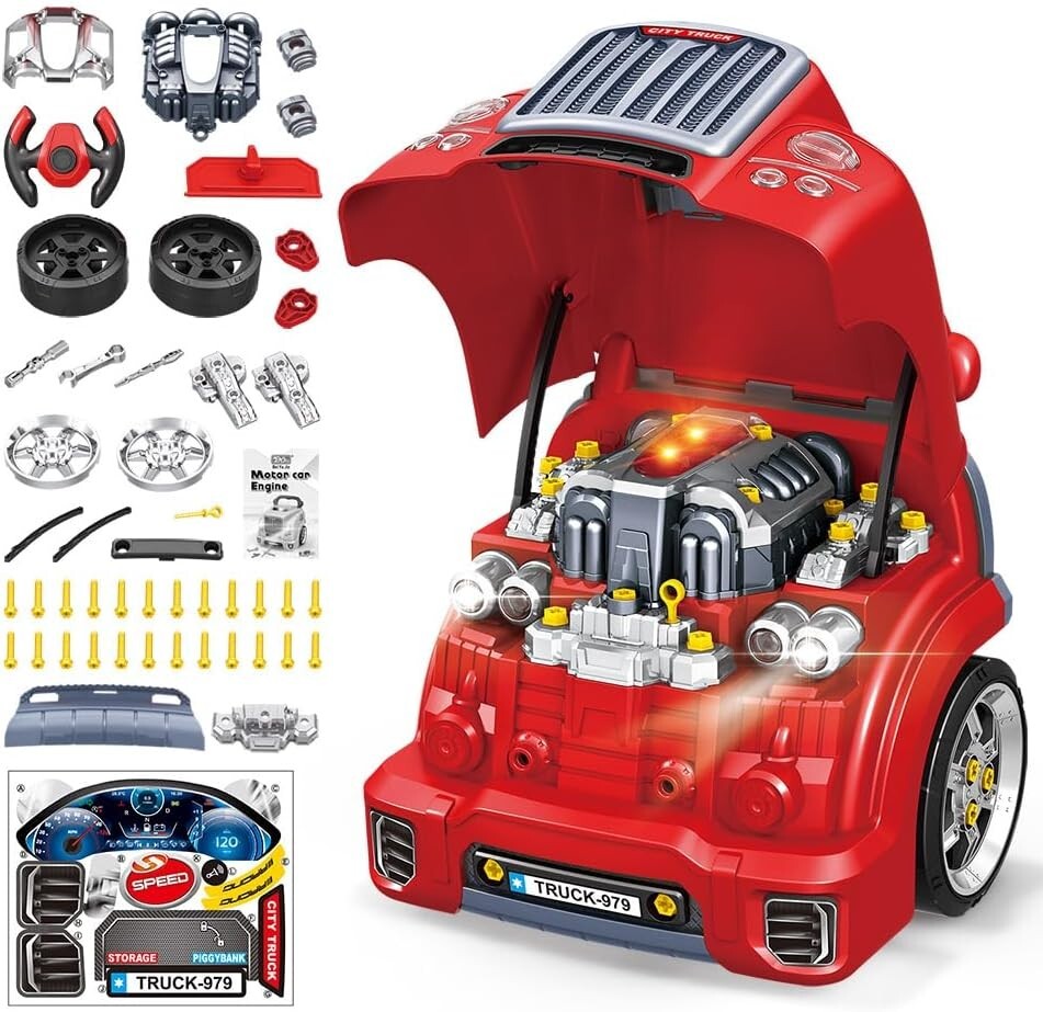 Interactive Red Truck Engine Toy with Lights & Sounds - Educational Fun for Kids