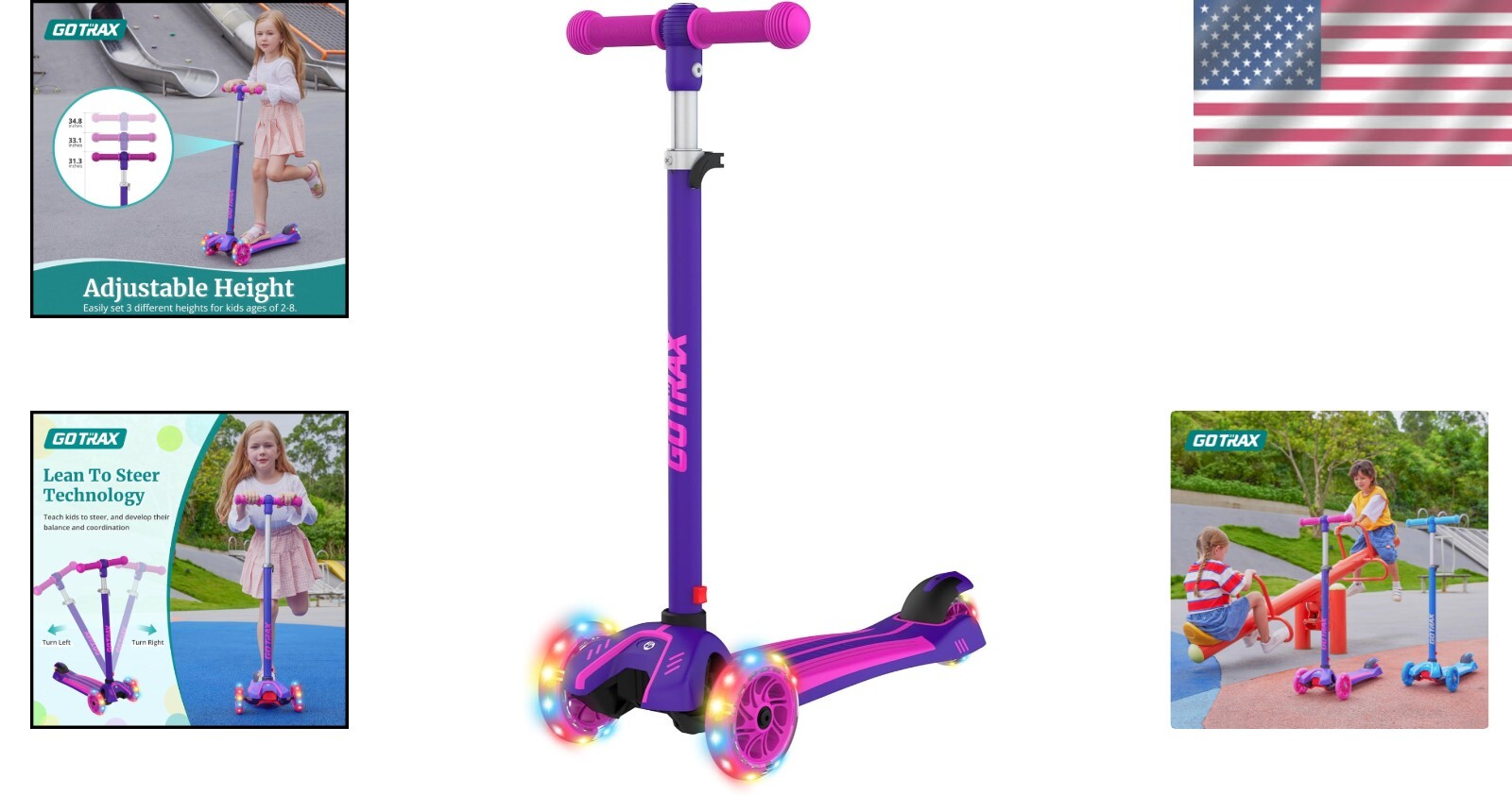 Exciting LED Lighted Kids Kick Scooter - Ideal for Ages 2-8 and Up to 100 lbs