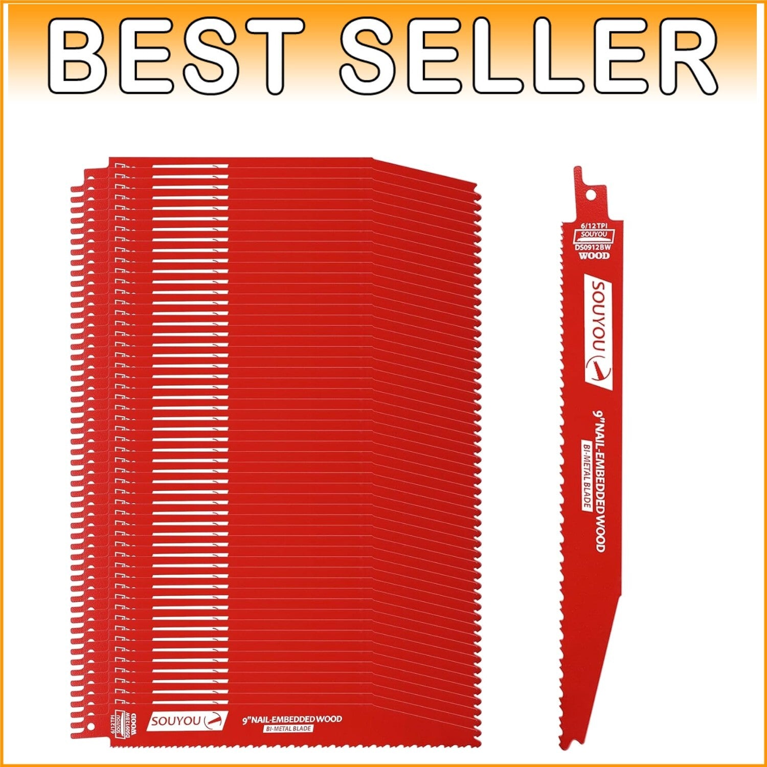 Heavy-Duty Bi-Metal Reciprocating Saw Blades - 50-Pack with Protective Coating