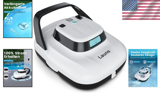 2025 Cordless Robotic Pool Cleaner - Dual Motors, Self-Parking & 90 Min Runtime