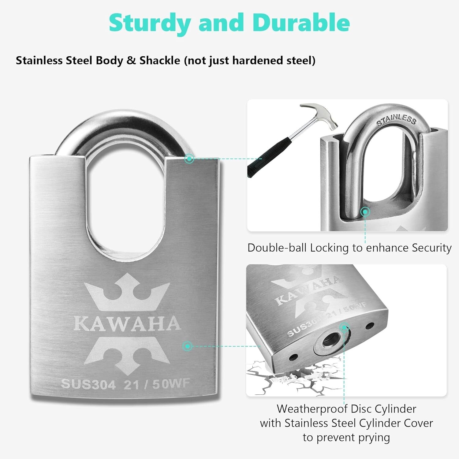 Weatherproof 50mm Heavy Duty Padlock Set - Keyed Alike for Ultimate Security