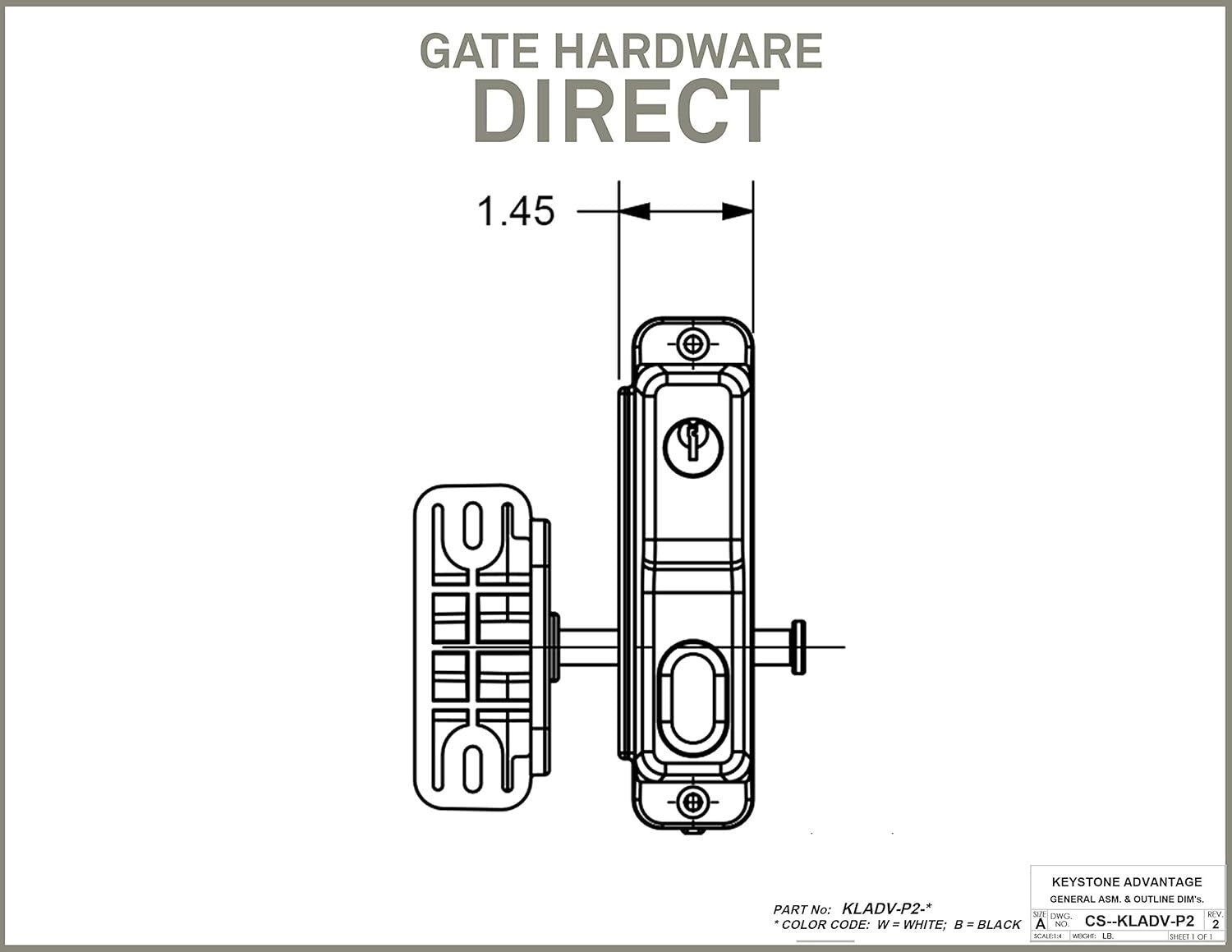 Heavy-Duty Keyed Alike Zinc Latch - 2-Sided Metal Latch for Wood & Vinyl Gates