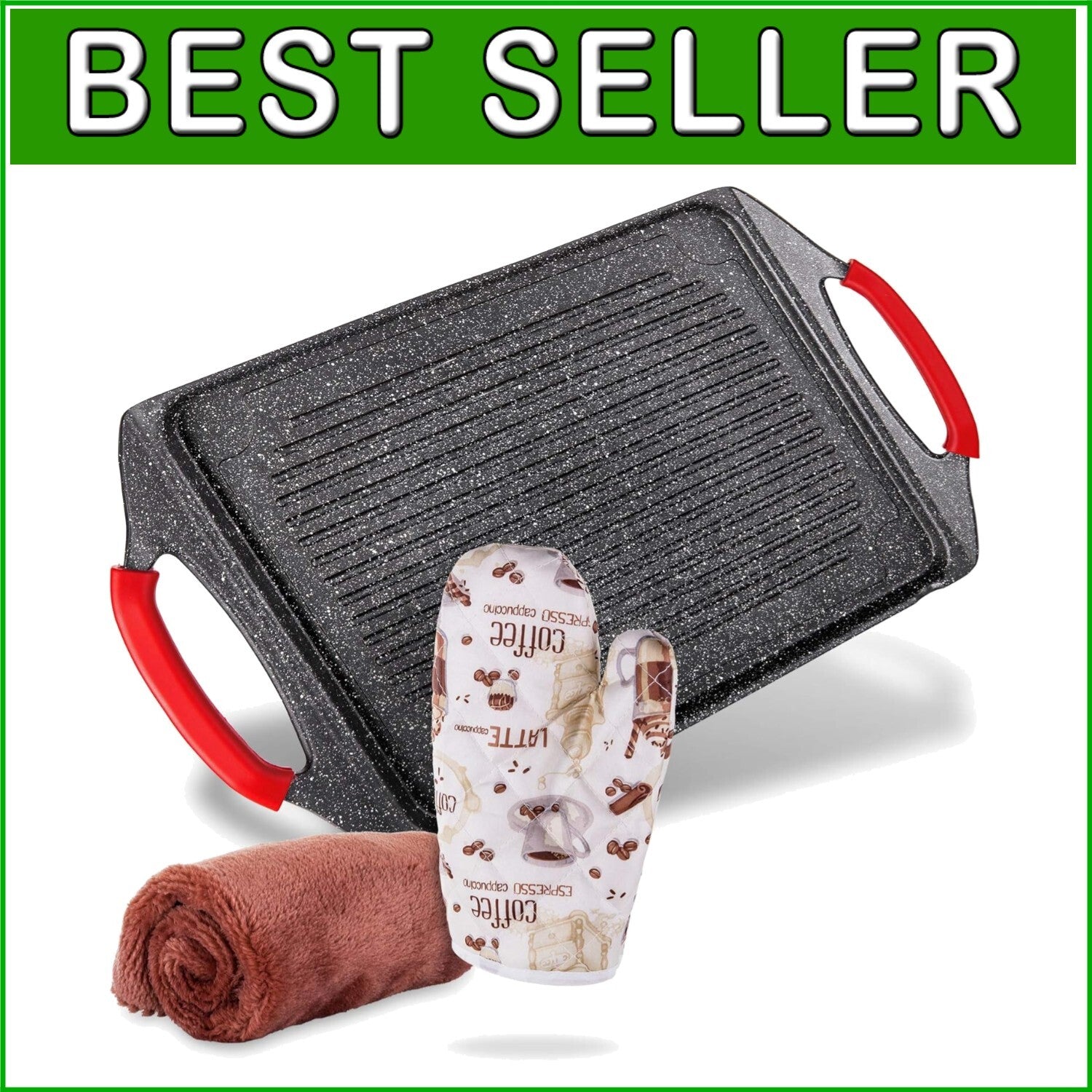 Lightweight 18" Rectangle BBQ Griddle Pan - Perfect for Fish, Veggies & Steak