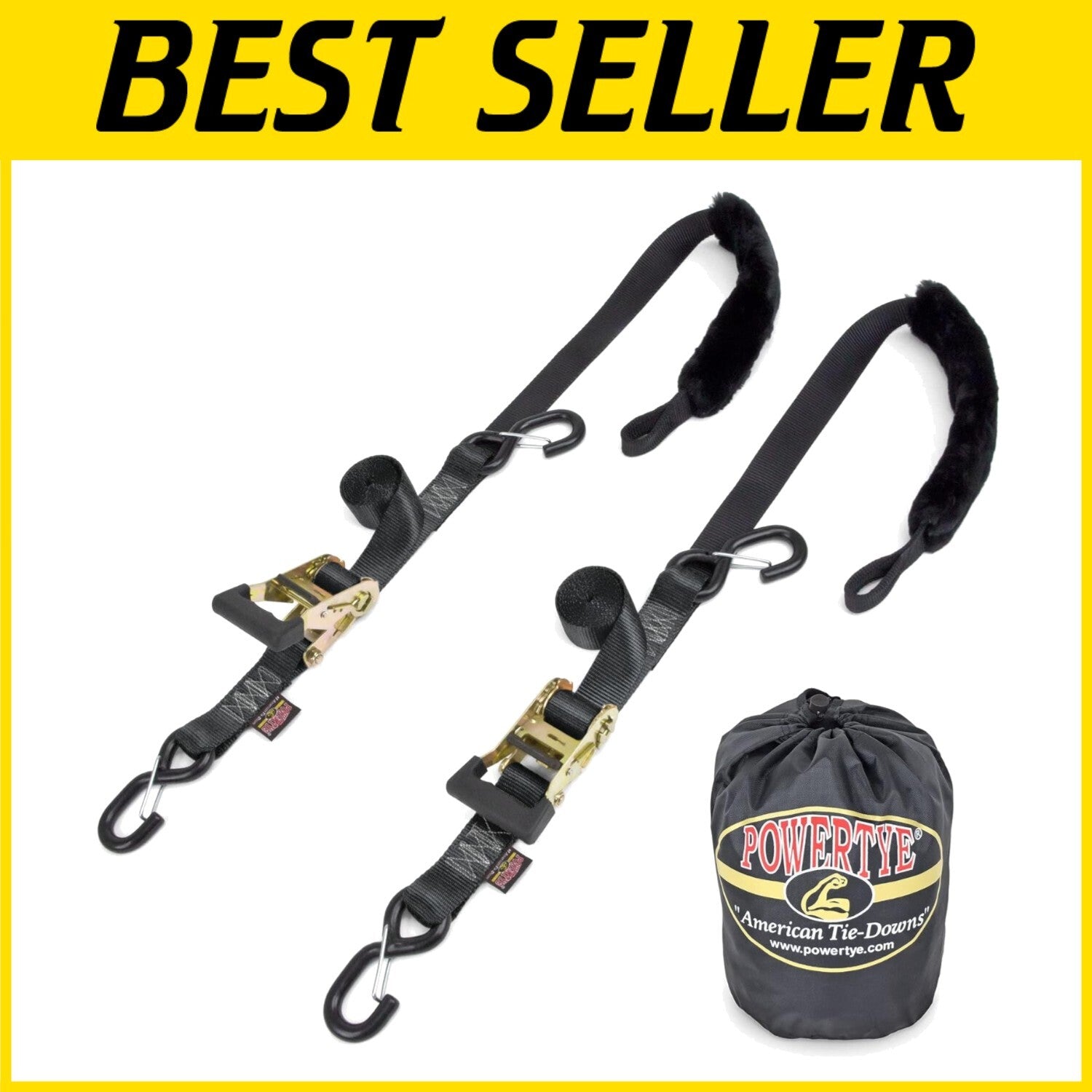 1.5'' x 7ft Heavy-Duty Ratchet Straps - SHEEPTEX Black Pair with Latch Hooks