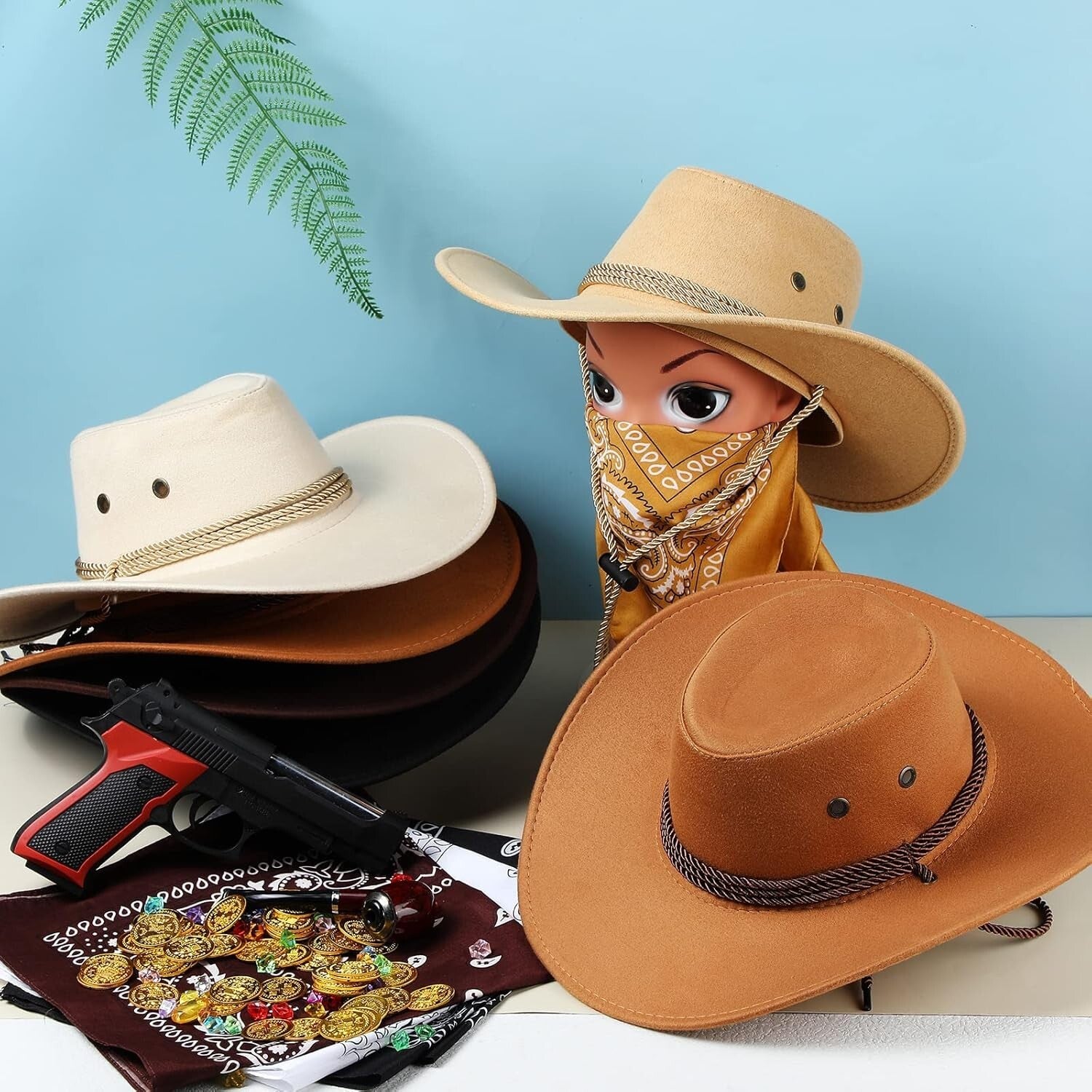 Versatile Cowboy Hats and Bandanas Bundle - Ideal for Parties & Gatherings
