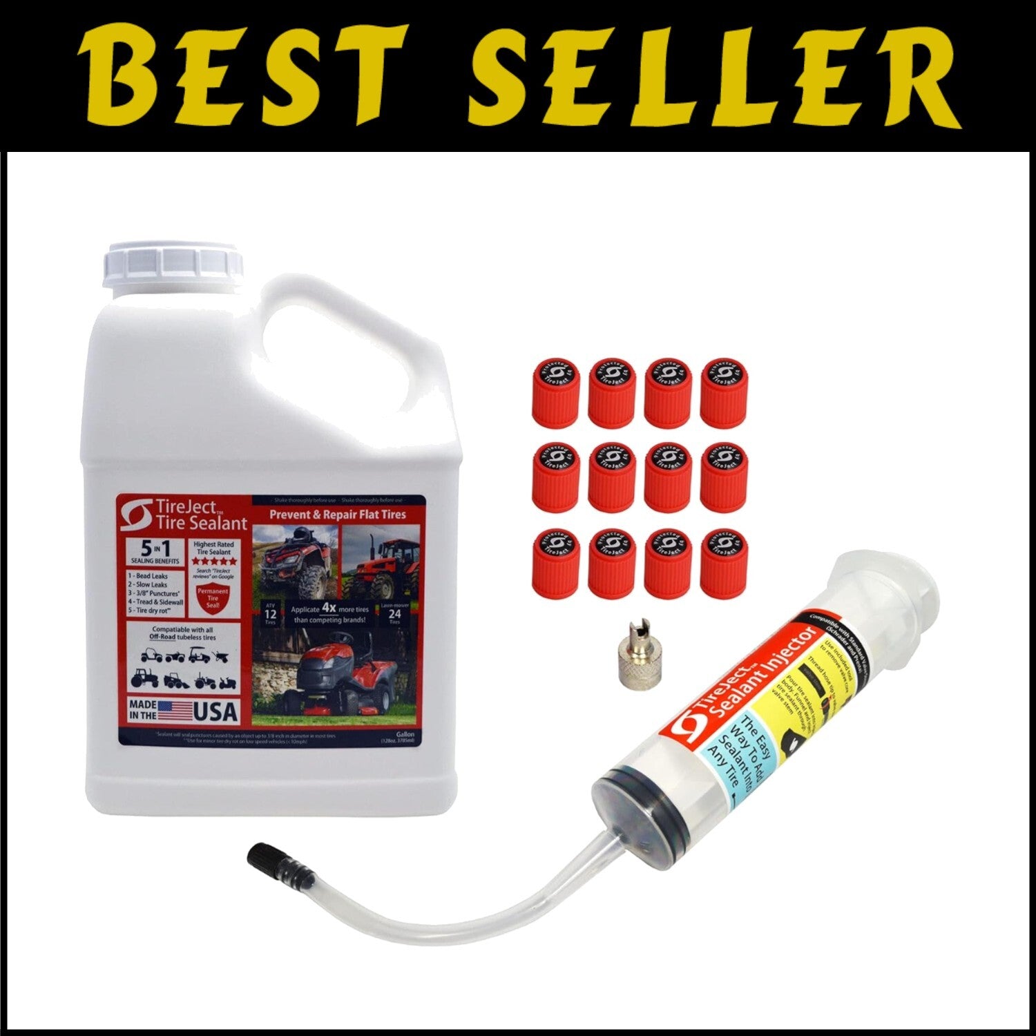 Instant Flat Tire Repair with 5-in-1 Gallon Sealant - Includes Tools for Ease
