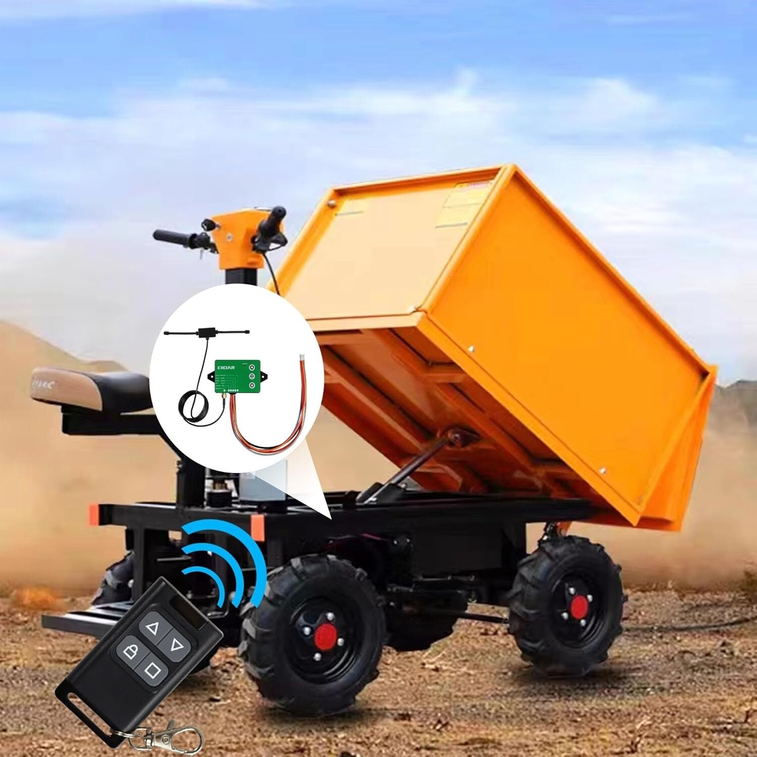 Wireless Dump Trailer Controller with 100m Range and Battery Protection Feature