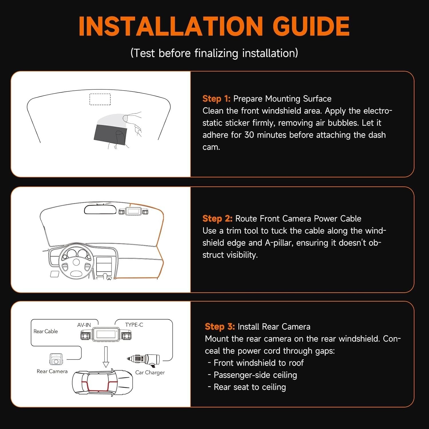 Wi-Fi Connected 360° Dash Cam with Voice Control & 24-Hour Parking Surveillance