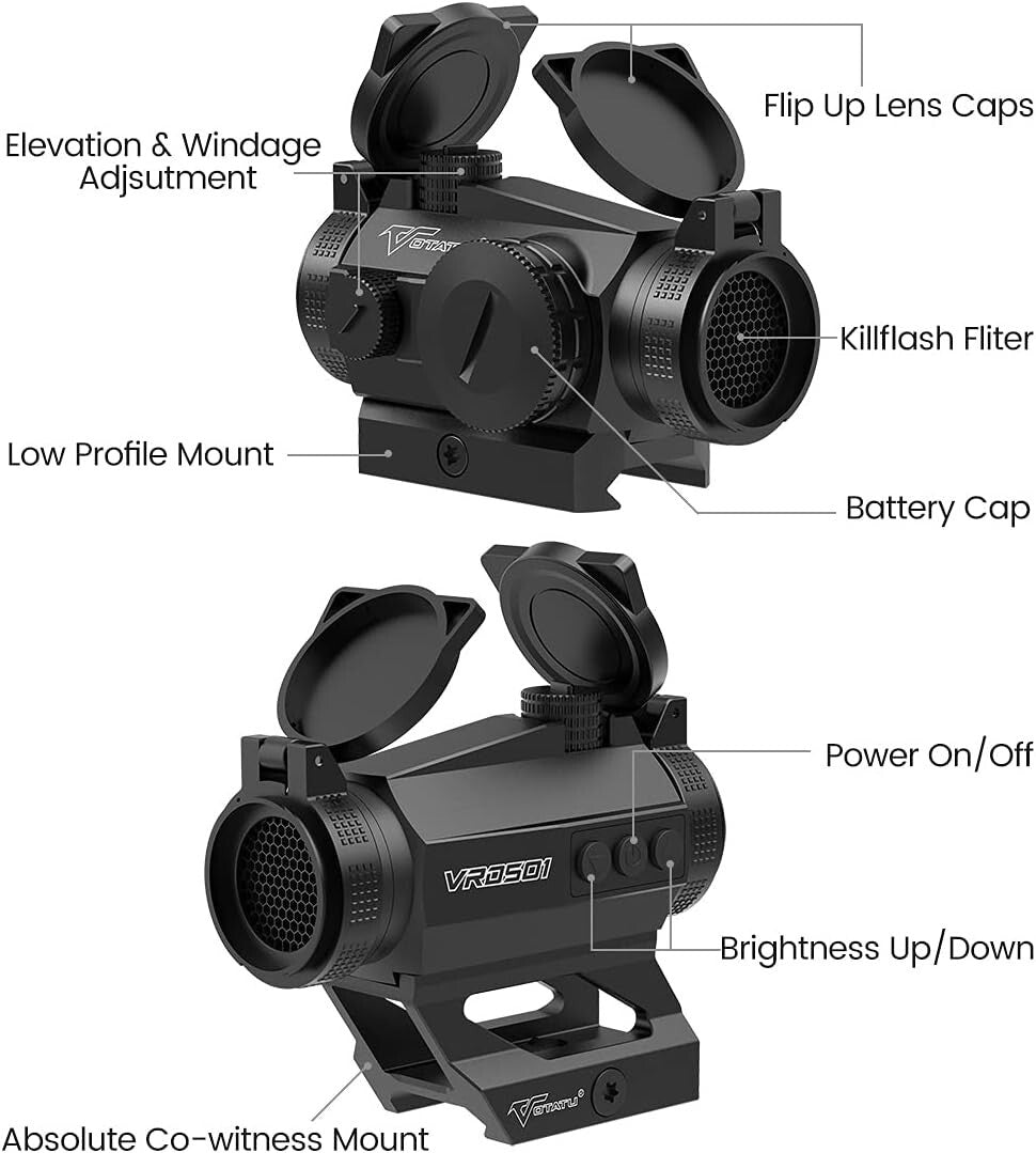 Compact and Lightweight Red Dot Sight with Anti-Reflection and Co-Witness Mount