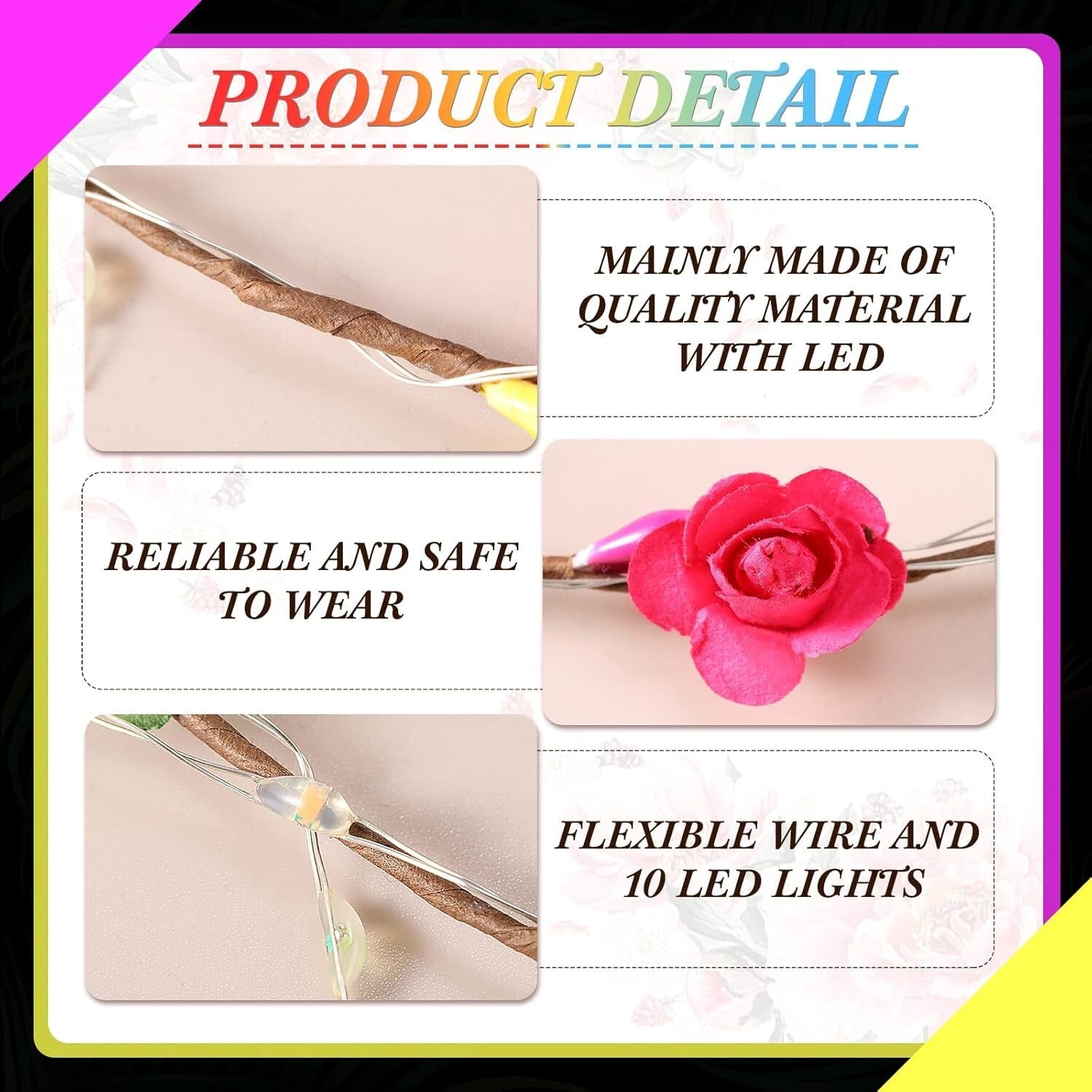 64 Pcs Classic LED Flower Crowns - Perfect for Parties, Birthday, and Weddings