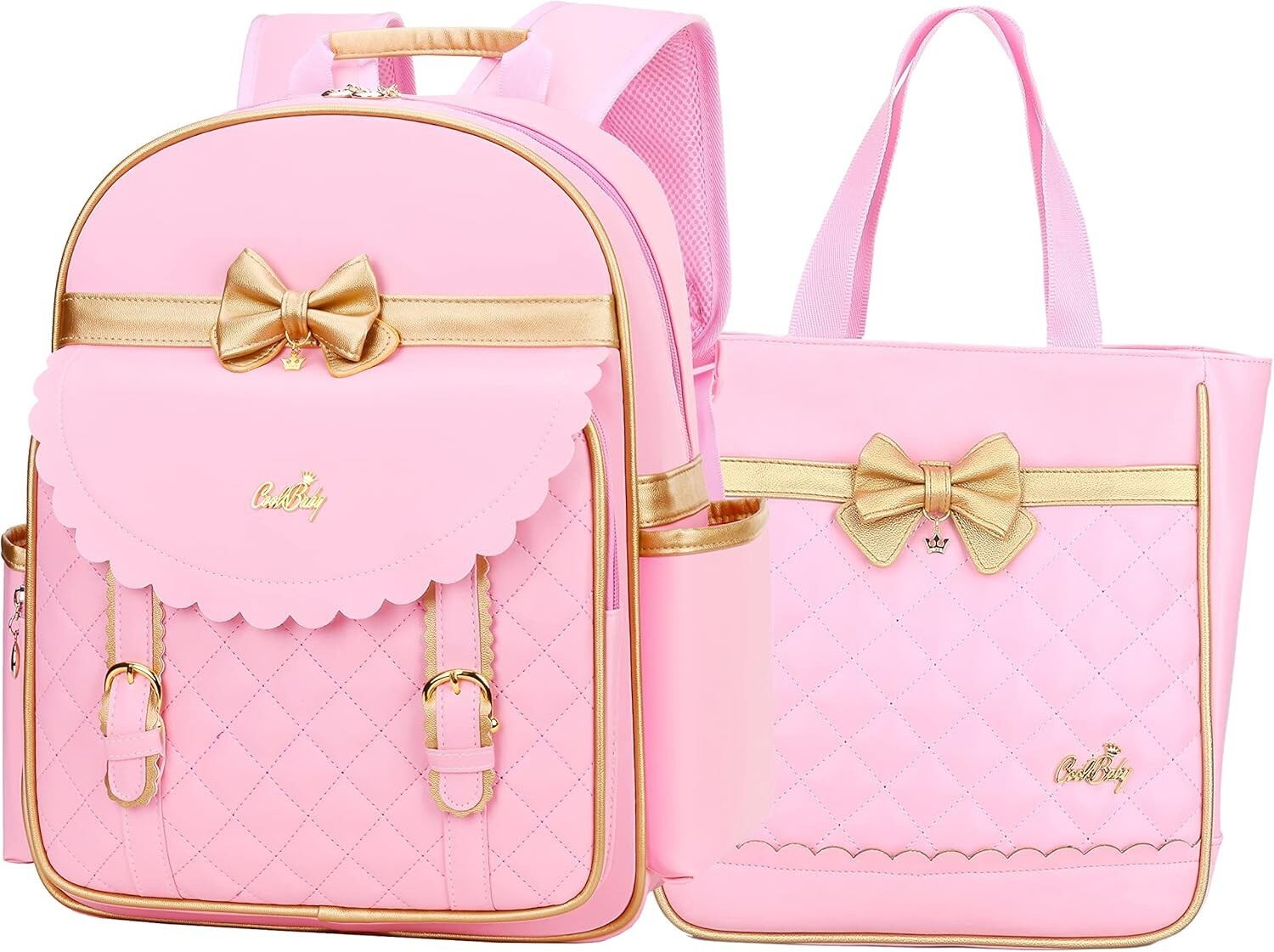 Charming Waterproof Girls Backpack with Multiple Compartments & Bow-Tie Style