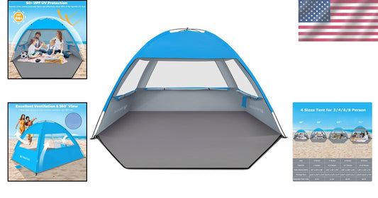Lightweight UV Protection Beach Canopy for Large Families - Easy Setup Shelter