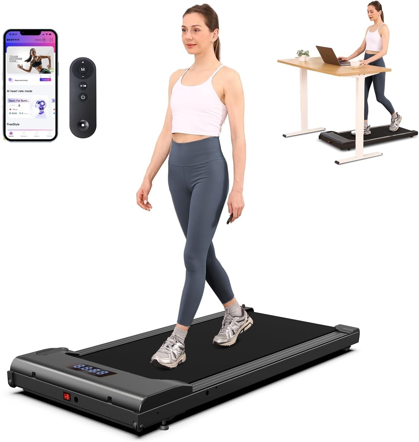 Alloy Steel Under Desk Treadmill with Remote Control – Ideal for Home & Office