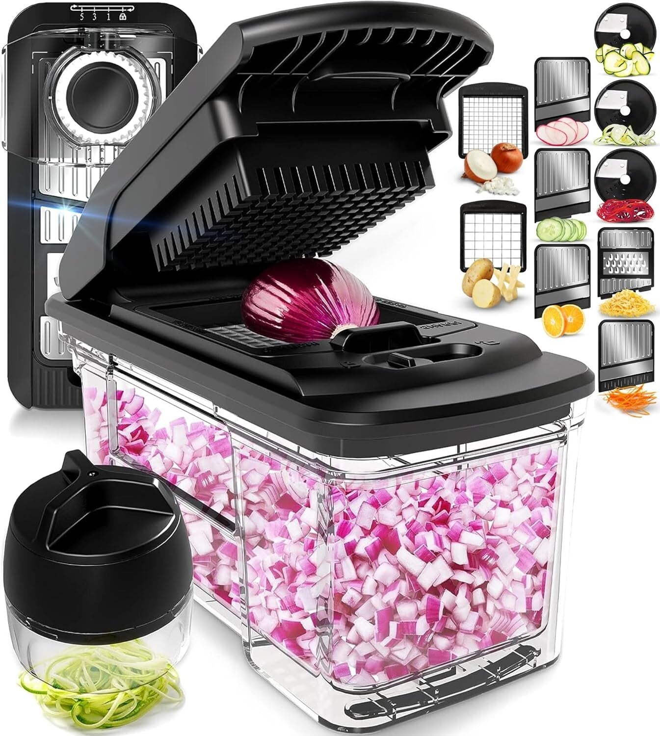 Ultimate 6-in-1 Vegetable Chopper and Mandoline Slicer with Bonus Spiralizer