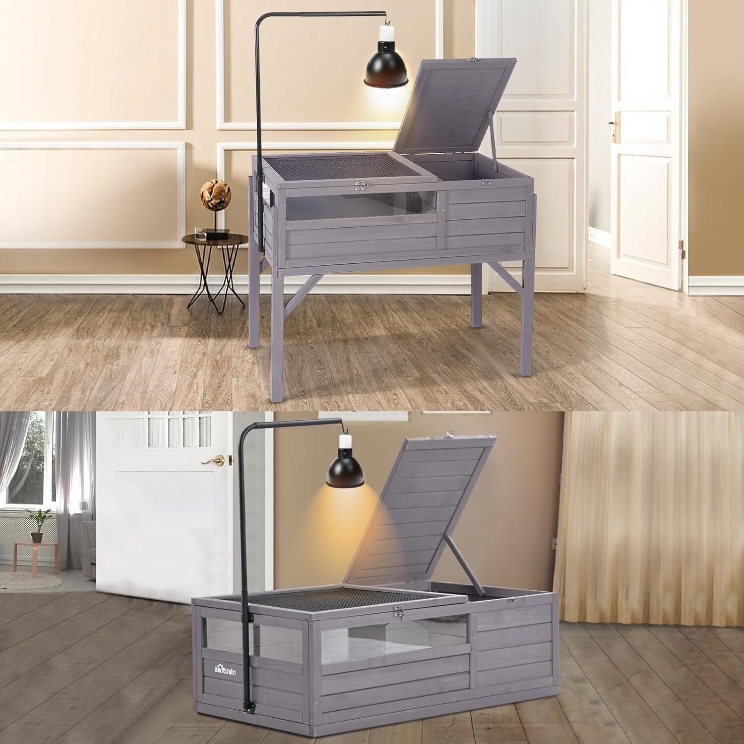 Spacious Wooden Tortoise House with Detachable Legs and Multifunctional Design