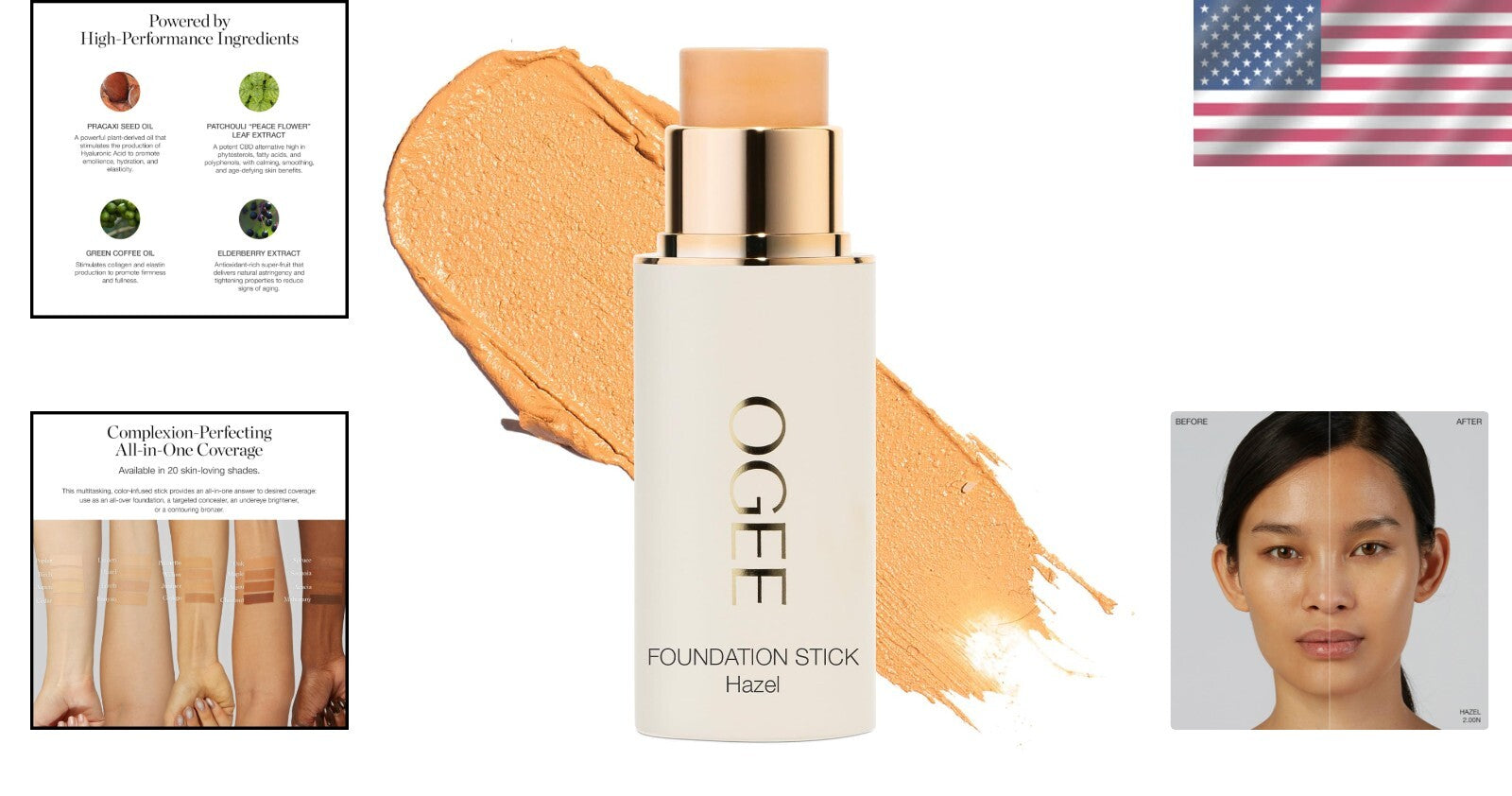 Sculpted Complexion Foundation Stick Hazel 2.00N - Organic, Full Coverage Makeup