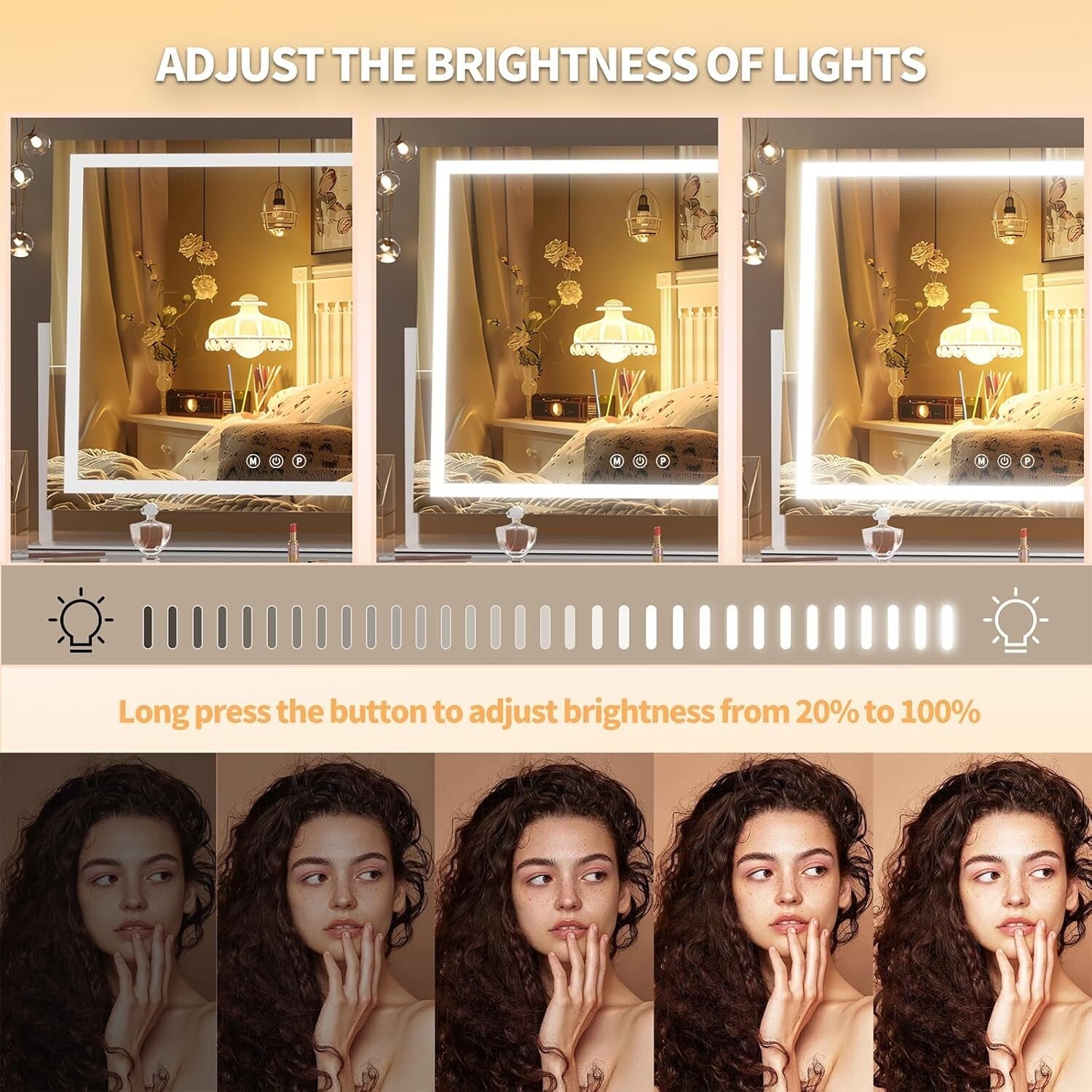 Modern LED Makeup Mirror with 10X Magnification - USB and Smart Touch Features