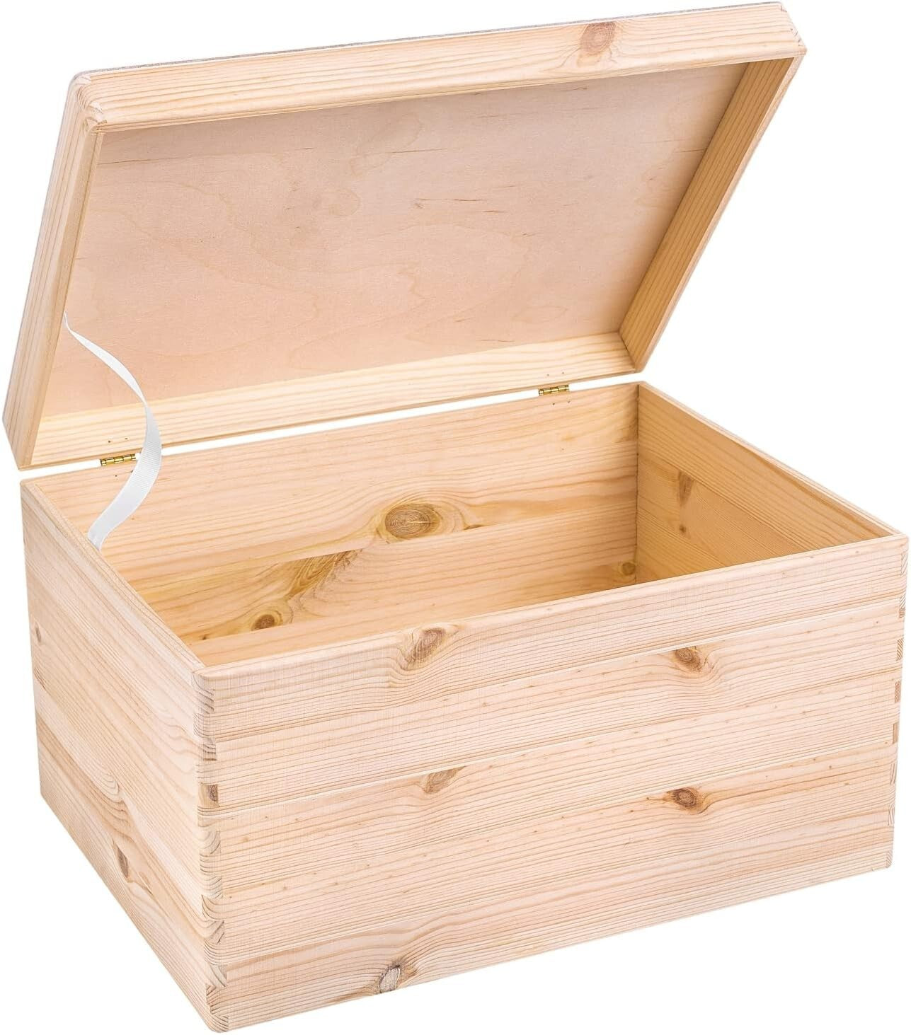 Spacious Hinged Lid Wooden Storage Box - Ideal for Crafts & Toys 15.8x11.8