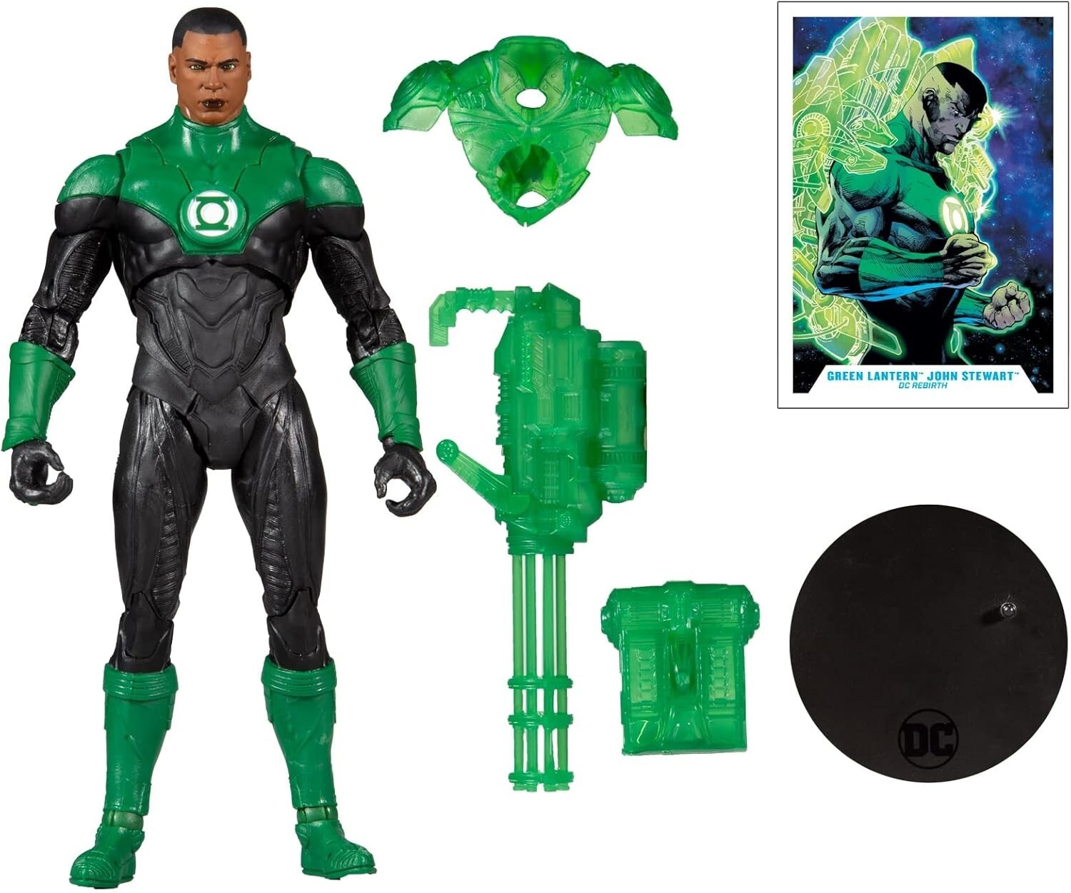 DC Multiverse John Stewart Green Lantern Action Figure with Collectible Art Card