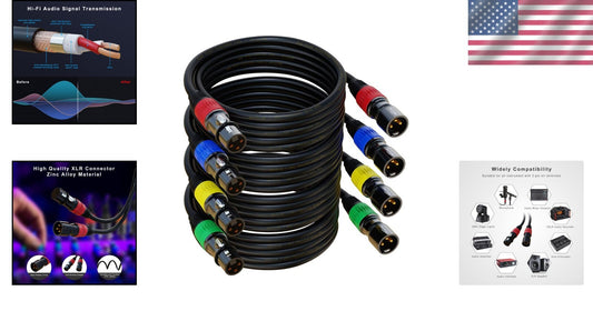 100ft Gold-Plated XLR Male to Female Cable 4-Pack - Tangle-Free Audio Solution