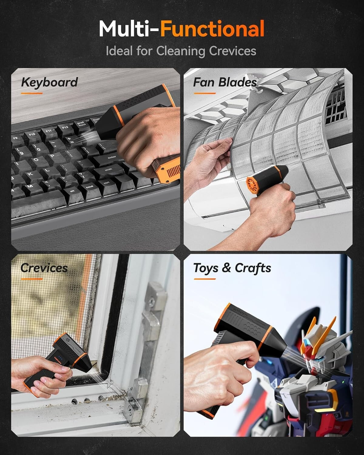 Efficient Cordless Air Duster - 110,000 RPM Turbo Speed for Electronics & Home