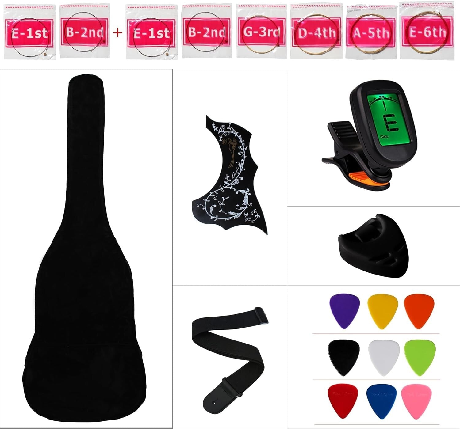 Beginner-Friendly 38" Acoustic Guitar Package - Complete with Gig Bag & Picks