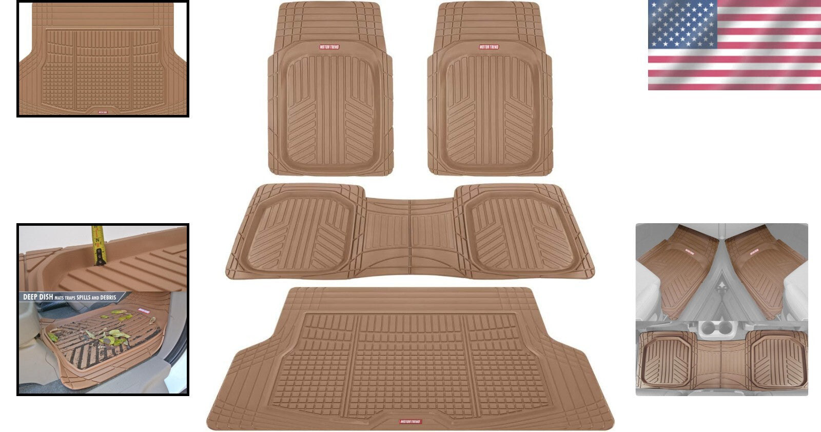 Deep-Dish Beige Car Floor Mats & Cargo Liner Set - Waterproof Protection for SUV