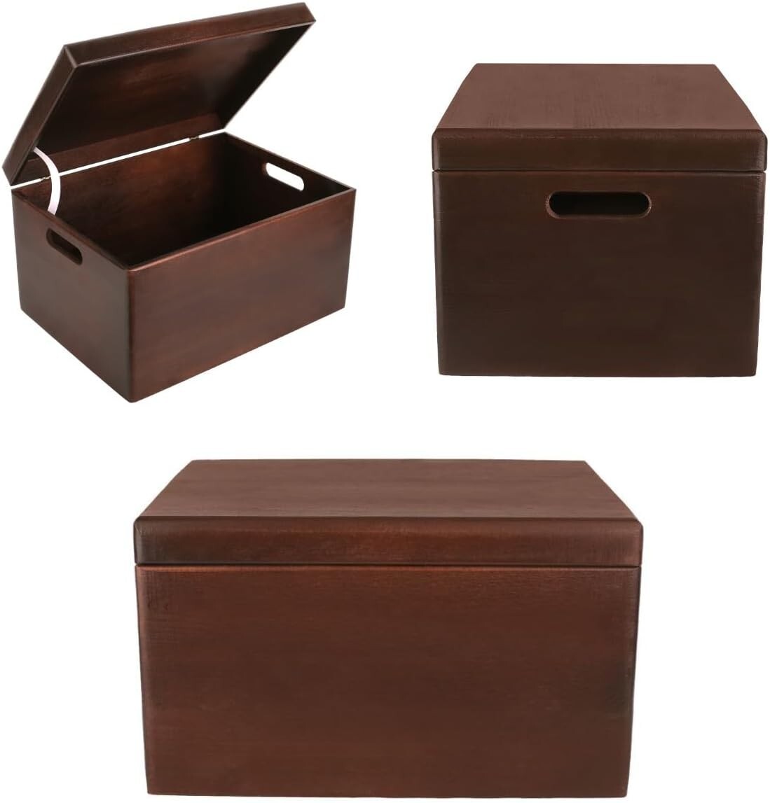 Versatile Large Pine Wood Keepsake Chest with Hinged Lid - Ideal Gift Storage
