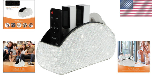 Elegant 5-Compartment Leather Organizer - Bling Crystal Luxury for Desk Storage