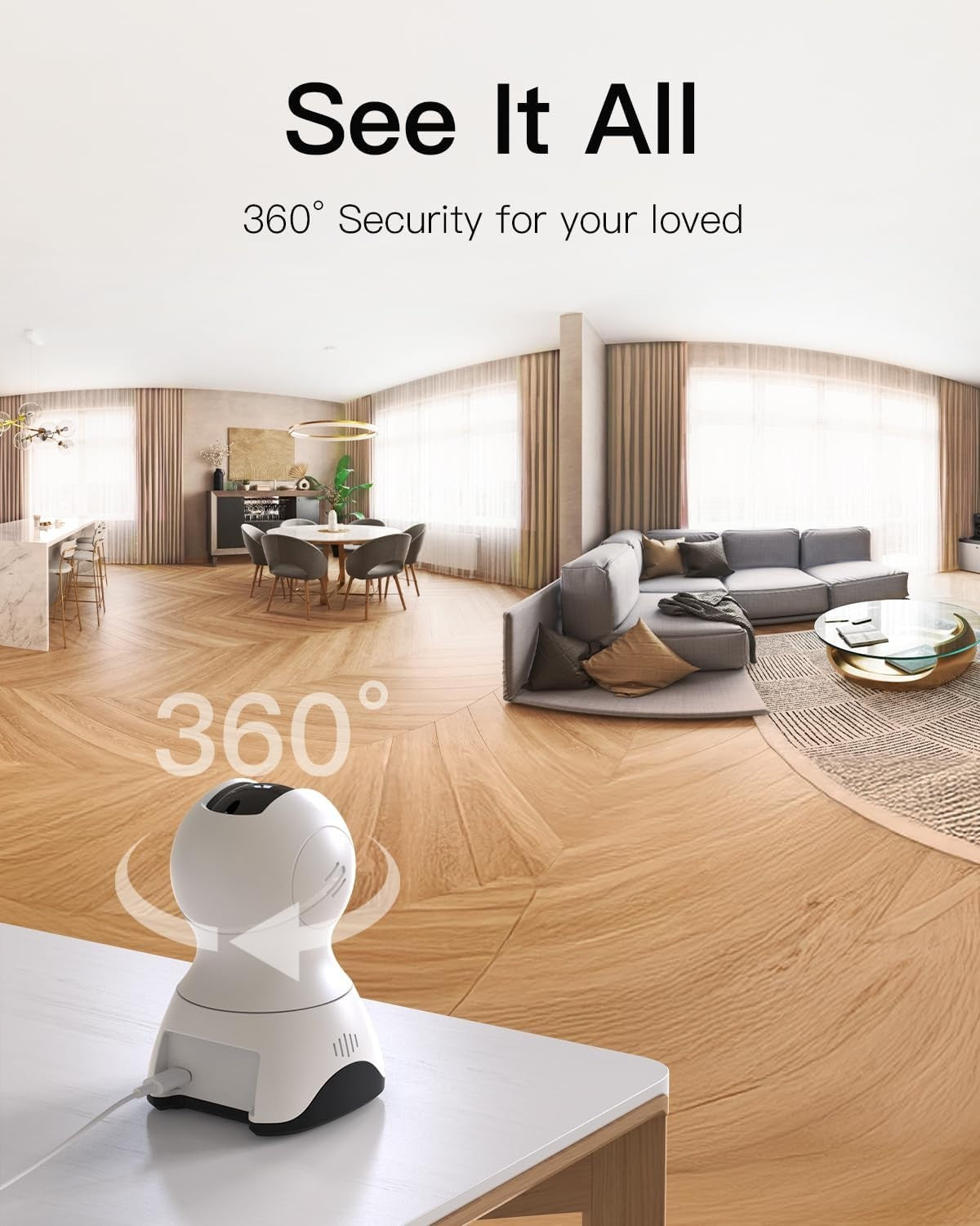 360° Pet Dog and Baby Monitor Cameras - 2-Pack with Night Vision and App Control