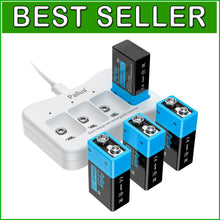 Load image into Gallery viewer, High-Performance 9V Rechargeable Lithium Batteries &amp; Charger - Eco-Friendly Set