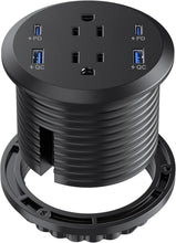 Load image into Gallery viewer, Compact Recessed Power Grommet with 2 AC Outlets &amp; 4 USB Ports - Easy Install