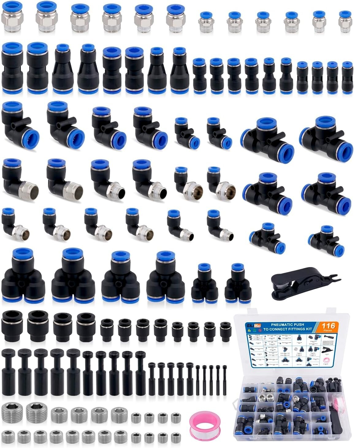 High-Pressure 116PCS Pneumatic Connector Kit & Accessories for DIY & Automotive
