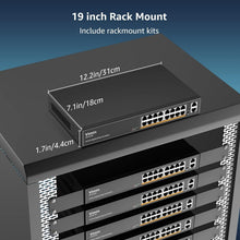 Load image into Gallery viewer, High-Speed 16-Port Ethernet Switch with 1000Mbps Uplinks &amp; Lightning Protection