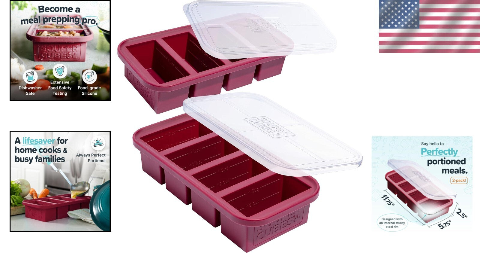 Durable Platinum Silicone Freezer Tray Set - Ideal for Broths and Leftovers