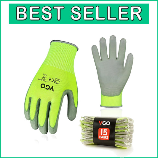 Bulk Pack of 15 Large Gardening Gloves - Anti-Slip, Abrasion Resistant, Washable