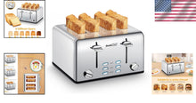 Load image into Gallery viewer, Automatic 4-Slice Stainless Steel Toaster with Removable Tray &amp; Bagel Function