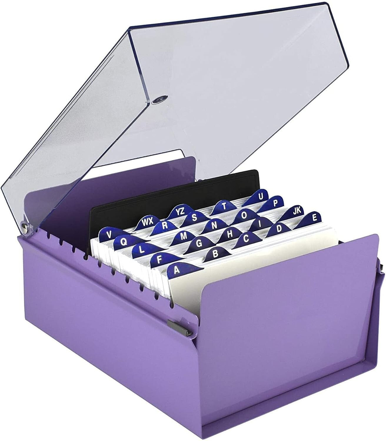 5x8 Heavy Duty Index Card Box - Purple with Crystal Lid for Organized Storage
