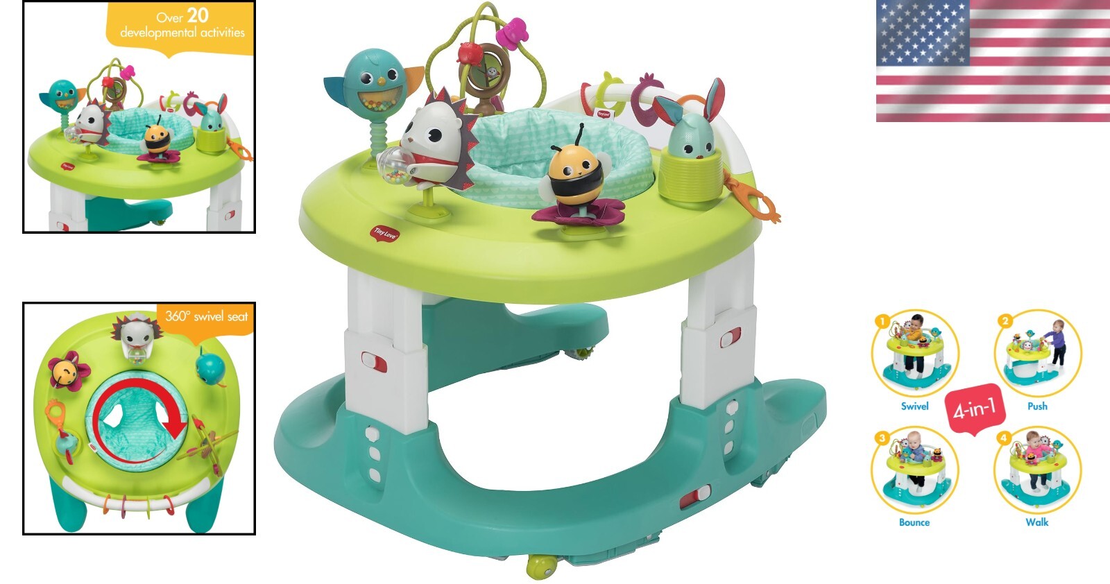 Multifunctional Baby Walker & Activity Table - 3 Heights, Easy Clean
