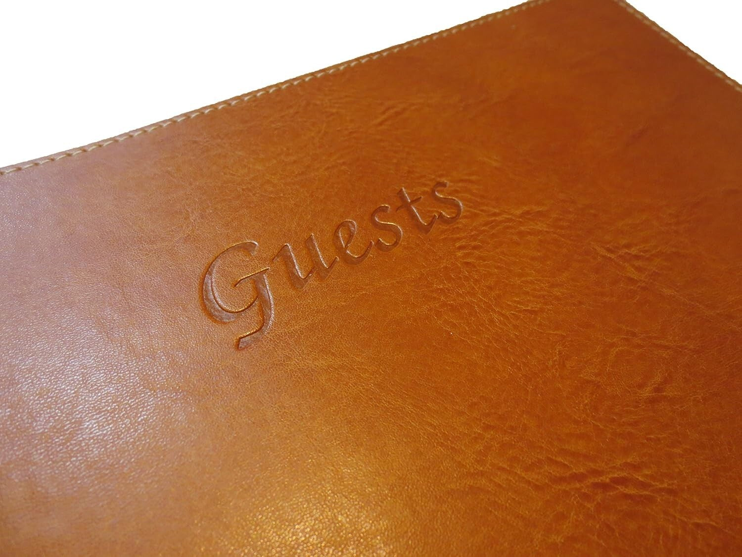 Tan Leather Guest Book with Soft Cover - Ideal for Weddings and Special Events