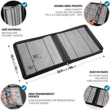 Load image into Gallery viewer, Durable 384 Card Toploader Binder with Water-Resistant Cover and Zipper Closure