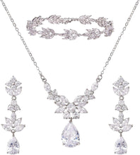 Load image into Gallery viewer, Dainty Women's Wedding Jewelry Set - Cubic Zirconia Necklace &amp; Earring Pair