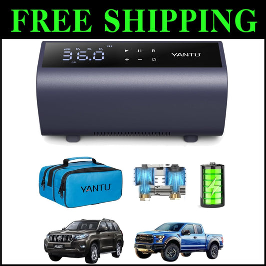 Portable 12V Dual Cylinder Tire Air Compressor with Automatic Shut-Off & Display