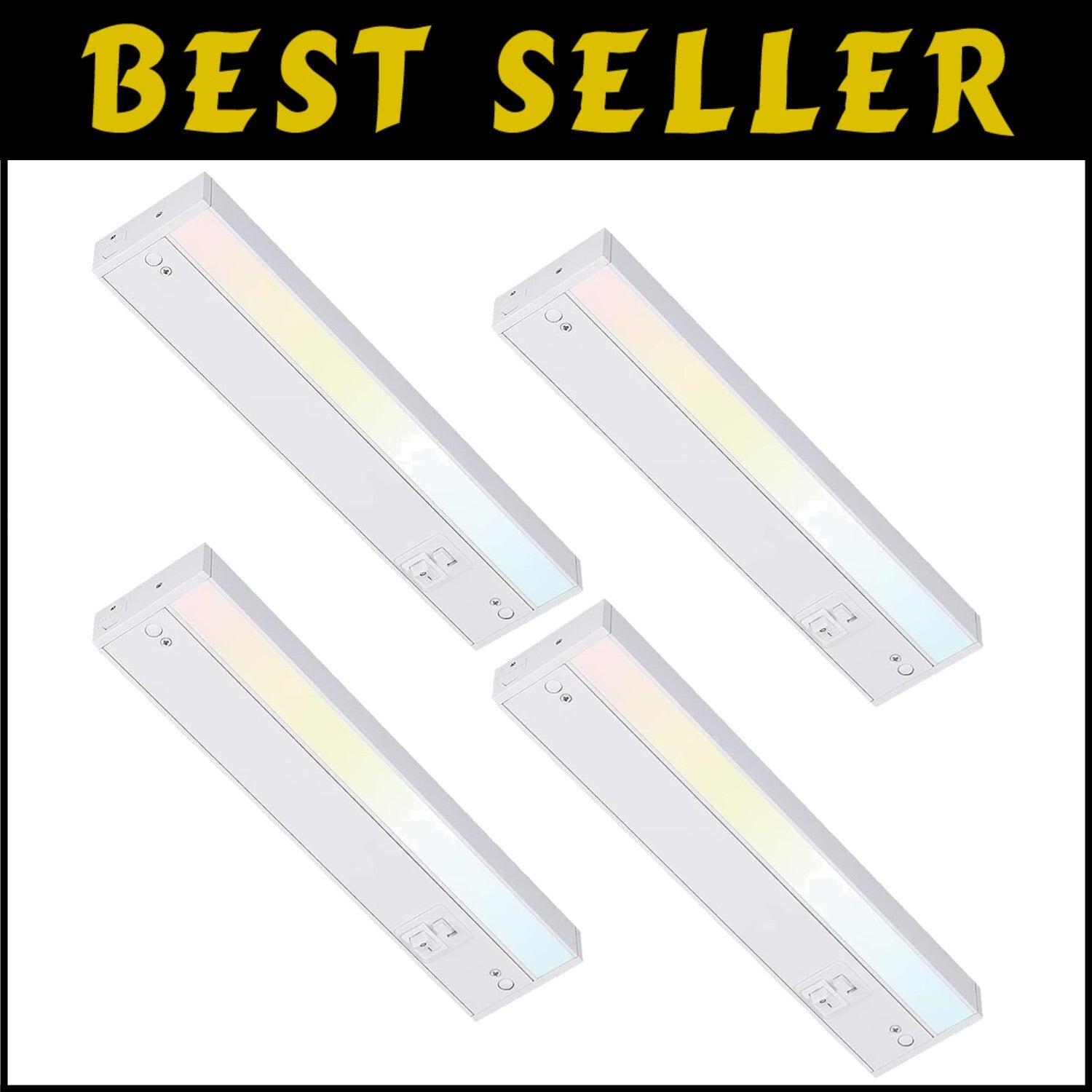 Stylish 4-Pack Under Cabinet LED Lights, 12 Inch, Hardwired & Plug-in Options