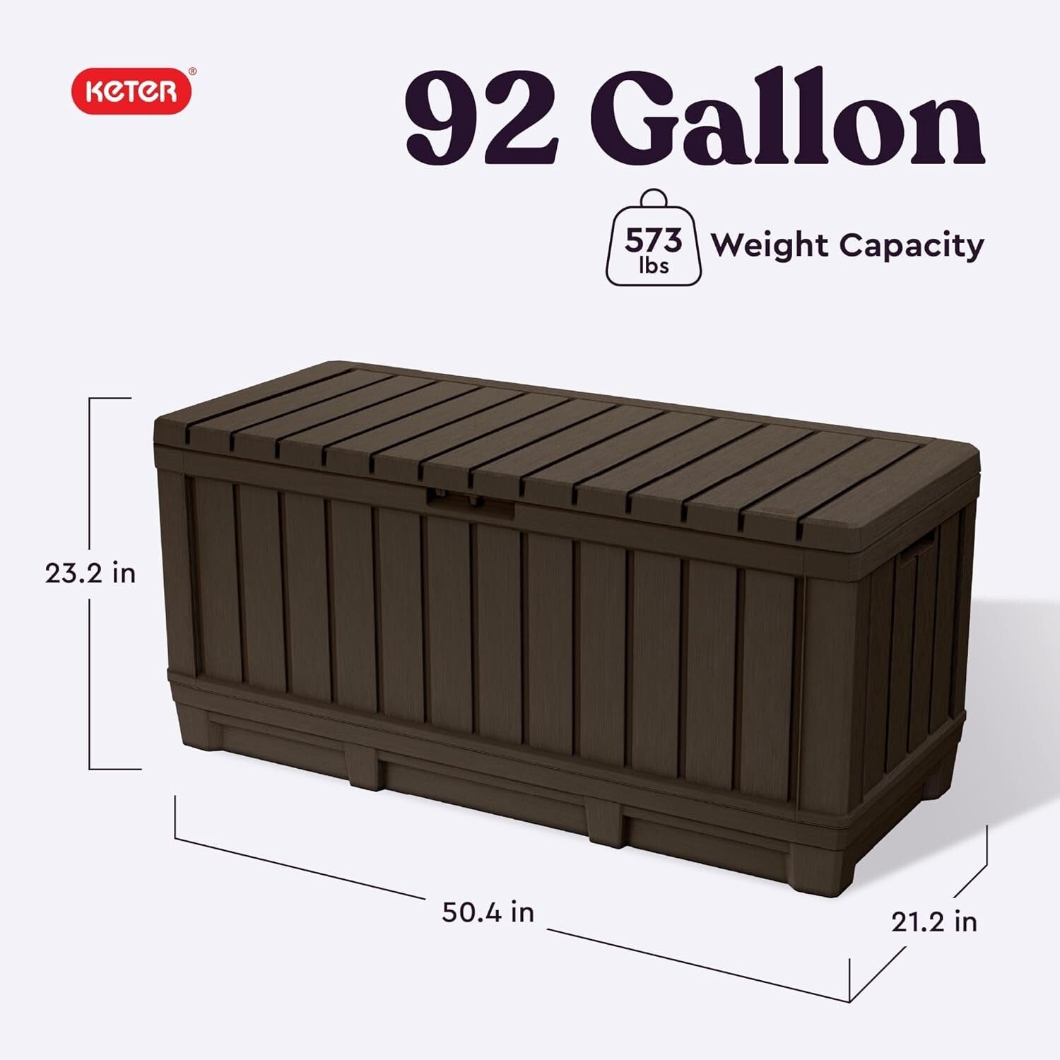 Durable Weather-Resistant Deck Box with 92-Gallon Capacity for Patio Accessories