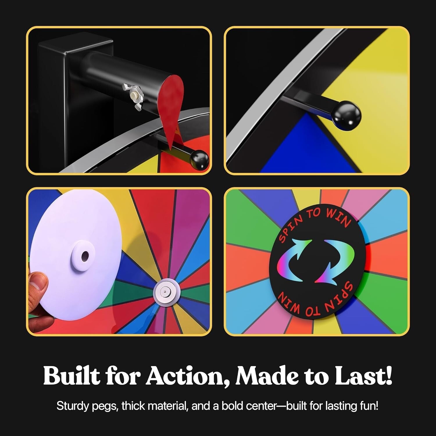 Durable 14-Slot Prize Wheel with Smooth Spin - Ideal for Carnivals & Trade Shows