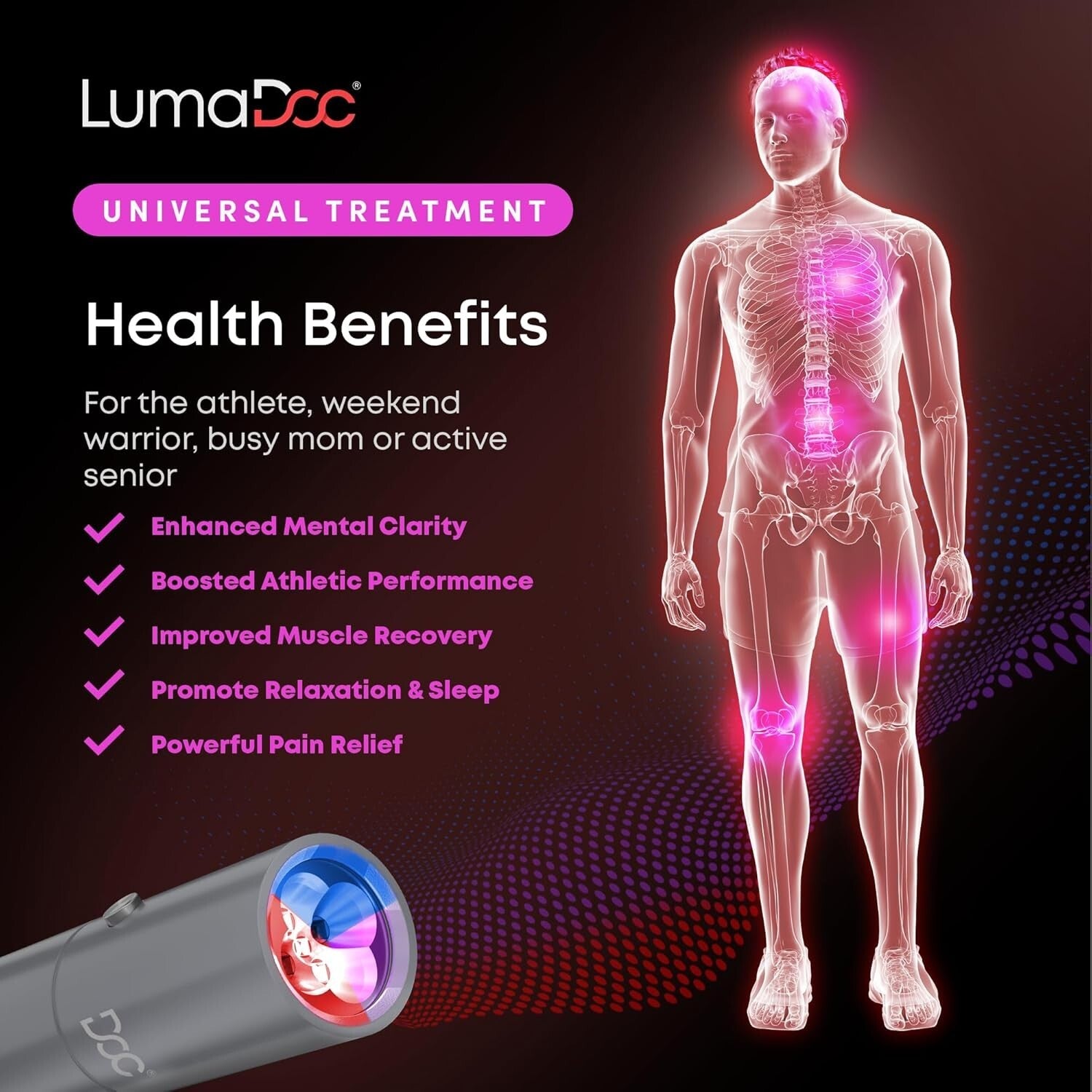 Lightweight Red Light Therapy Device - Effective for Body, Face, and Neck Pain