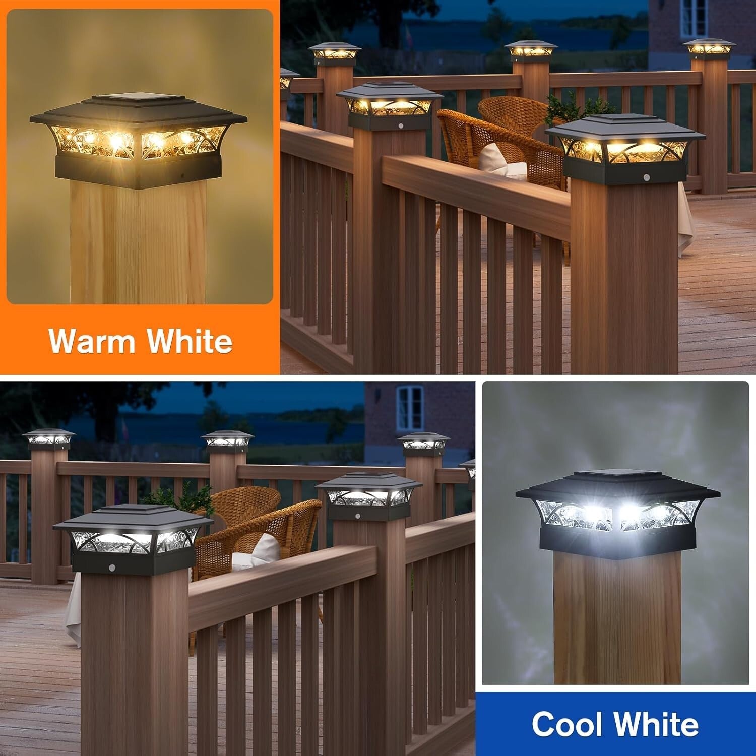 12 Pack Solar Fence Post Lights - Modern Waterproof Outdoor Lighting Solution