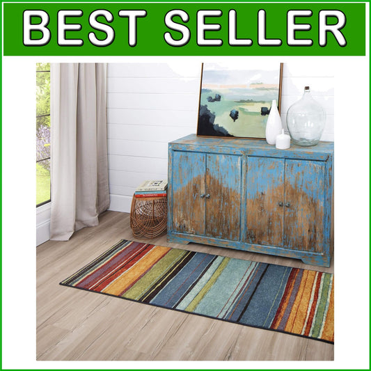 Elegant and Functional 2' x 8' Stain Resistant Stripe Area Rug for Living Spaces