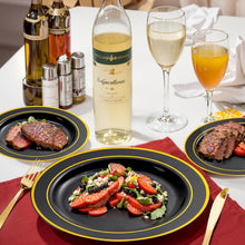 Load image into Gallery viewer, Comprehensive Black and Gold Disposable Dinnerware Set - 600 Pieces Included